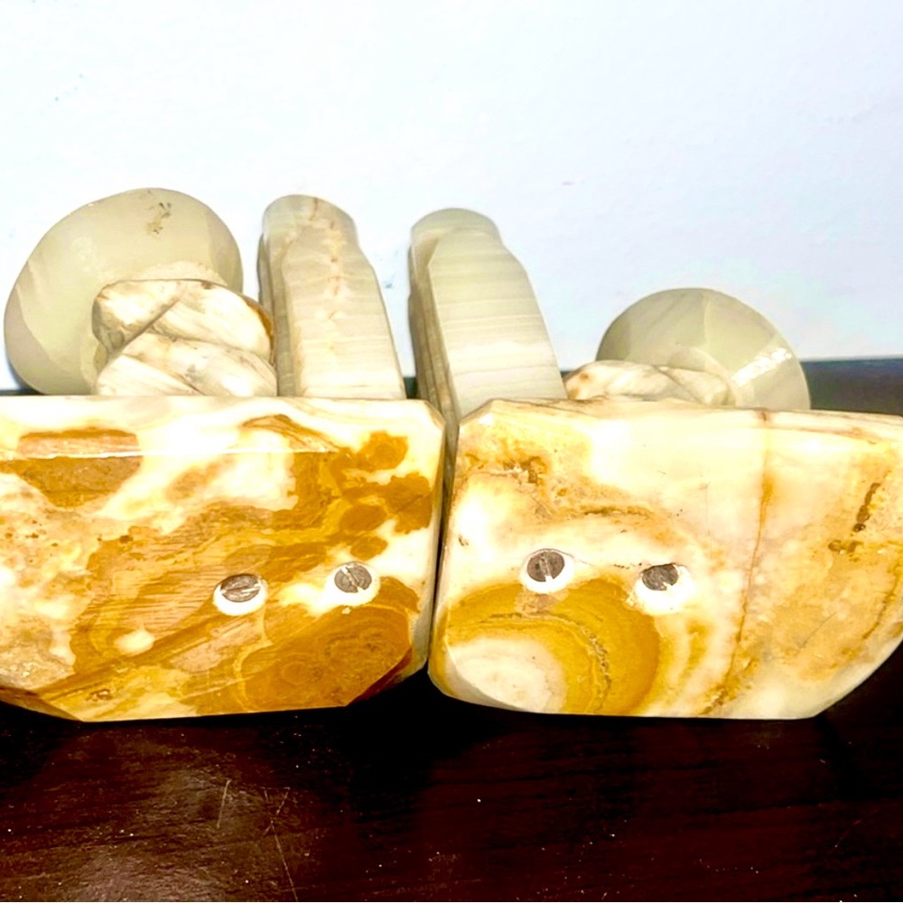 Vintage Stone Carved Onyx Sleeping Man In Desert with Sombrero Bookends - Picture 4 of 9